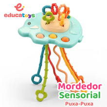 Carregar imagem no visualizador da galeria, Brinquedo Sensorial Puxa-Puxa Mordedor Montessori