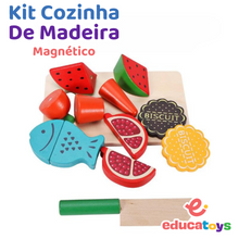 Carregar imagem no visualizador da galeria, Kit Cozinha Montessori em madeira com ímã