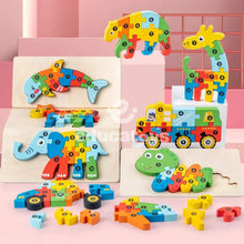 Carregar imagem no visualizador da galeria, Quebra-Cabeça de Madeira Montessori Animais