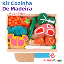 Carregar imagem no visualizador da galeria, Kit Cozinha Montessori em madeira com ímã
