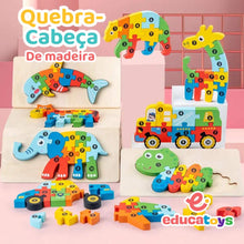 Carregar imagem no visualizador da galeria, Quebra-Cabeça de Madeira Montessori Animais