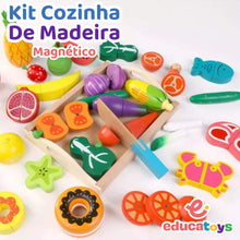 Carregar imagem no visualizador da galeria, Kit Cozinha Montessori em madeira com ímã