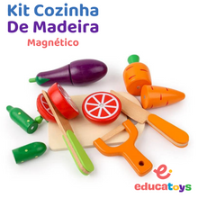 Carregar imagem no visualizador da galeria, Kit Cozinha Montessori em madeira com ímã