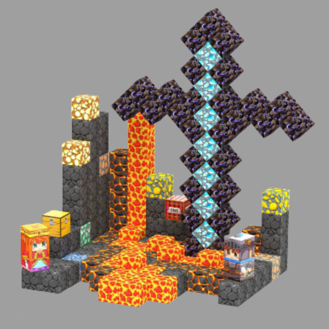 Espada Mítica de Lava e Diamante - 150 Peças - Blocos Magnéticos Magnecraft