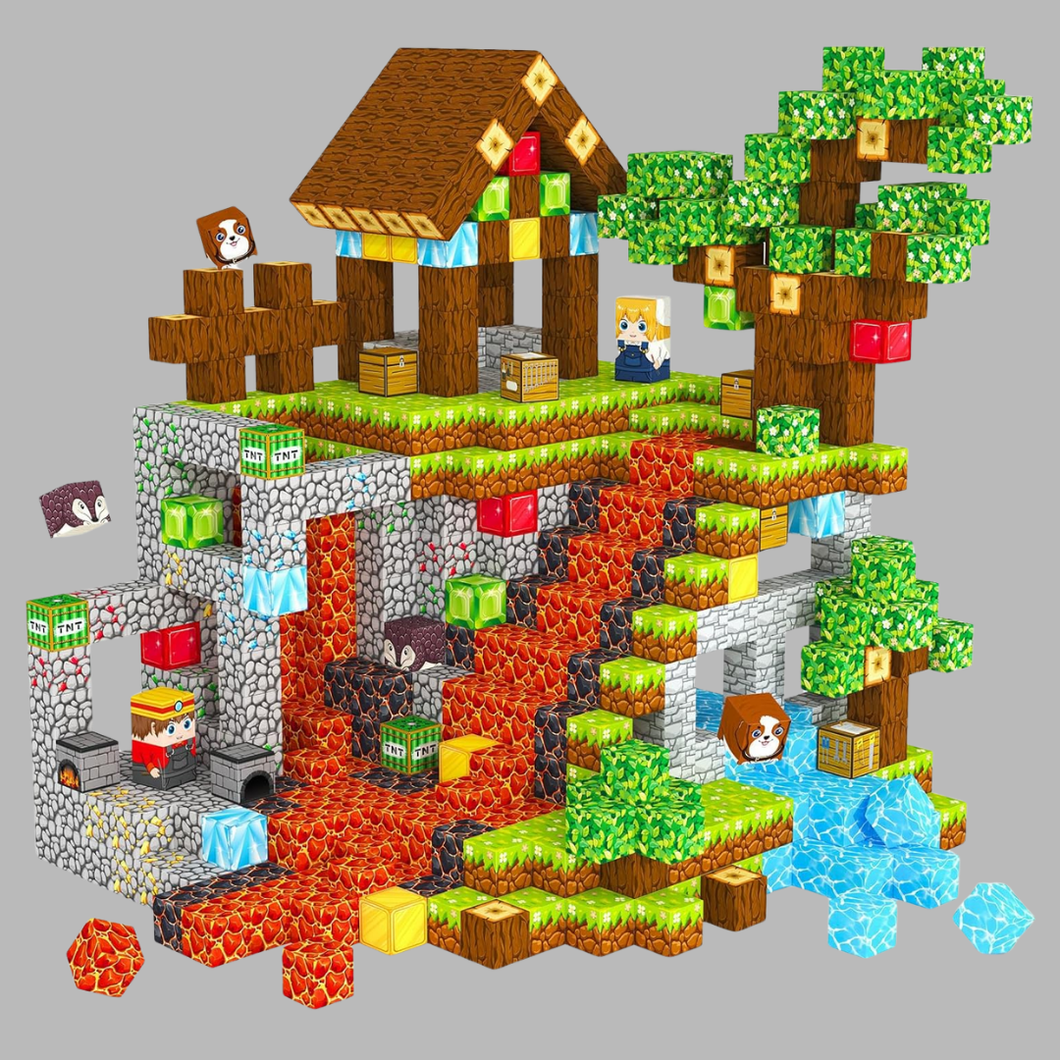 Refúgio da Montanha de Lava - 100 Peças - Blocos Magnéticos Magnecraft
