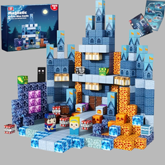 Castelo Azul Real - 100 Peças - Blocos Magnéticos Magnecraft