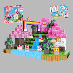 Aldeia das Flores Encantadas - 100 Peças - Blocos Magnéticos Magnecraft