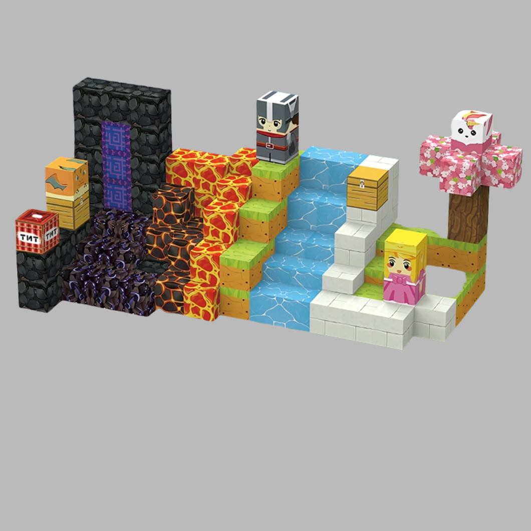 Portal das Terras de Lava e Gelo - 120 Peças - Blocos Magnéticos Magnecraft