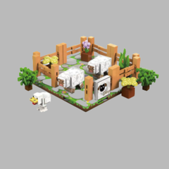 Recinto das Ovelhas e Galinhas -  - Personagens - Blocos Magnéticos Magnecraft.