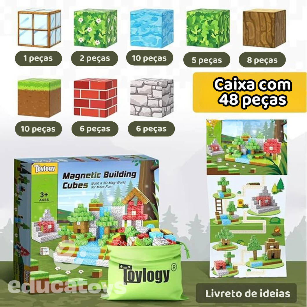 Blocos de Construção Magnética Minecraft - 48/64/75/100/144 peças