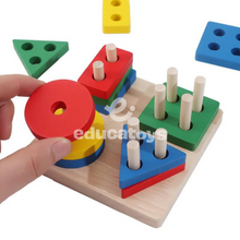 Carregar imagem no visualizador da galeria, Encaixe 4 Formas Geométricas Montessori

