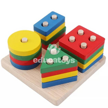 Carregar imagem no visualizador da galeria, Encaixe 4 Formas Geométricas Montessori
