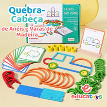 Carregar imagem no visualizador da galeria, Quebra-Cabeça de Anéis e Varas de Madeira
