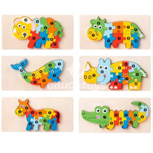 Carregar imagem no visualizador da galeria, Quebra-Cabeça de Madeira Montessori Animais
